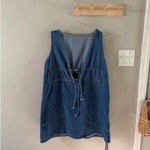 NWT drawstring detail v-neck denim dress